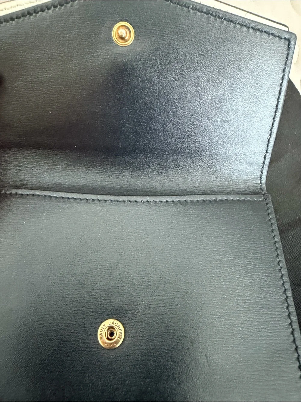 Rare YSL Sulpice multilayered Envelope Leather Wallet Black/Cream